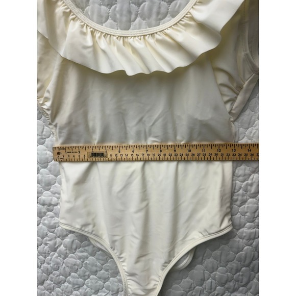 Sugar‎ Coast by Lolli Ruffle One Piece Swimsuit Ivory White Size M - Picture 9 of 9